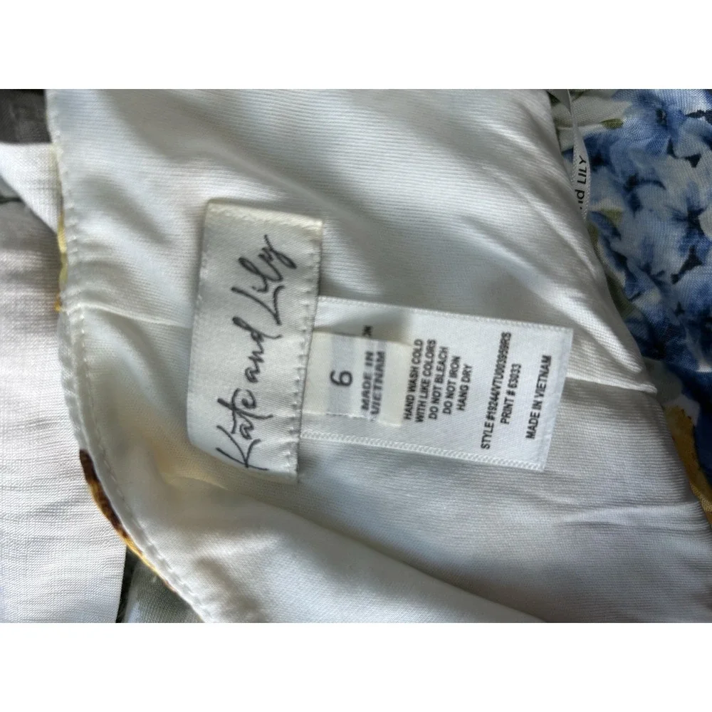 Kate And Lily SIZE 6 Cottagecore Feminine Floral Tiered Midi Sleeveless Dress - Picture 8 of 9